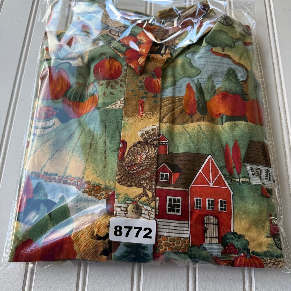 Vintage Just for Fun Size L Fall in the Farm Buttondown Shirt - Picture 8 of 8